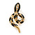 Gold Tone, Black Enamel, Crystal Snake Stud Earrings - 37mm Length - view 4