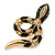 Gold Tone, Black Enamel, Crystal Snake Stud Earrings - 37mm Length - view 7