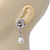 Bridal, Prom, Wedding Austrian Crystal, White Simulated Glass Pearl 'Flower' Drop Earrings In Rhodium Plating - 50mm Length - view 11