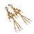 Vintage Inspired Gold Plated, Transparent Glass Bead Chain Tassel Drop Earrings - 65mm Length - view 8