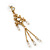 Vintage Inspired Gold Plated, Transparent Glass Bead Chain Tassel Drop Earrings - 65mm Length - view 4