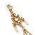Vintage Inspired Gold Plated, Transparent Glass Bead Chain Tassel Drop Earrings - 65mm Length - view 5