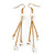 Long Gold Tone White Faux Pearl Chain Dangle Earrings - 8cm Length