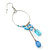 Silver Tone Light Blue Glass Bead Charm Hoop Earrings - 95mm Length - view 5