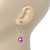 Pink Simulated Pearl, Crystal Drop Earrings In Rhodium Plating - 40mm Length - view 2
