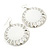 Large Round White Enamel Drop Earrings In Silver Tone - 45mm Diameter - view 2