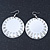 Large Round White Enamel Drop Earrings In Silver Tone - 45mm Diameter - view 5