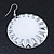 Large Round White Enamel Drop Earrings In Silver Tone - 45mm Diameter - view 3