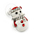 Green Christmas Tree & White Snowman Diamante Stud Earrings In Rhodium Plating - 20mm Width - view 15