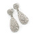 Bridal, Prom, Wedding Pave Clear Austrian Crystal Teardrop Earrings In Rhodium Plating - 48mm Length - view 9