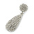 Bridal, Prom, Wedding Pave Clear Austrian Crystal Teardrop Earrings In Rhodium Plating - 48mm Length - view 5