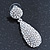 Bridal, Prom, Wedding Pave Clear Austrian Crystal Teardrop Earrings In Rhodium Plating - 48mm Length - view 7