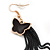 Black Enamel Butterfly & Chain Dangle Earrings In Gold Plating - 85mm Length - view 3