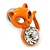 Teen's Orange Crystal Kitty Stud Earrings In Silver Tone Metal - 12mm Length - view 2