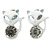 Teen's White Crystal Kitty Stud Earrings In Silver Tone Metal - 12mm Length