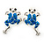 Light Blue Enamel Frog Stud Earrings In Rhodium Plating - 30mm Length - view 7
