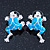 Light Blue Enamel Frog Stud Earrings In Rhodium Plating - 30mm Length - view 2