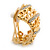 Gold Plated Crystal Filigree C Shape Clip On Earrings - 20mm Length - view 3