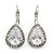 Classic Cz Teardrop Earrings With Leverback Closure In Rhodium Plating - 30mm Length - view 8