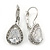 Classic Cz Teardrop Earrings With Leverback Closure In Rhodium Plating - 30mm Length - view 9