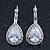 Classic Cz Teardrop Earrings With Leverback Closure In Rhodium Plating - 30mm Length - view 4