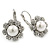 Rhodium Plated Clear Crystal, Glass Pearl 'Daisy' Drop Earrings With Leverback Closure - 30mm Length - view 3