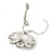Rhodium Plated Clear Crystal, Glass Pearl 'Daisy' Drop Earrings With Leverback Closure - 30mm Length - view 5