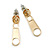 Small Gold Tone Metal Zipper Stud Earrings - 25mm Length