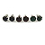 8mm Set Of 4 Round Jewelled Stud Earrings In Silver Tone Red/ Green/ Blue/ Purple - view 2