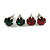 8mm Set Of 4 Round Jewelled Stud Earrings In Silver Tone Red/ Green/ Blue/ Purple - view 3