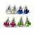 8mm Set Of 4 Round Jewelled Stud Earrings In Silver Tone Blue/ Magenta/ Green/ Clear