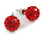 10mm Red Crystal Ball Stud Earrings In Silver Tone - view 2