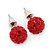 10mm Red Crystal Ball Stud Earrings In Silver Tone - view 3