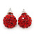 10mm Red Crystal Ball Stud Earrings In Silver Tone - view 4