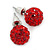 10mm Red Crystal Ball Stud Earrings In Silver Tone - view 5