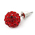 10mm Red Crystal Ball Stud Earrings In Silver Tone - view 6