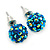 10mm Chameleon Blue Crystal Ball Stud Earrings In Silver Tone