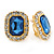 Gold Tone Clear, Blue Crystal Square Clip On Earrings - 23mm L