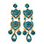 Divine Extravagance Teal Austrian Crystal Chandelier Earrings In Gold Tone - 80mm L