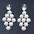 Bridal/ Wedding/ Prom White Glass Pearl, Crystal Diamond Shape Drop Earrings In Rhodium Plating - 50mm L