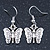 Vintage Inspired Etched Butterfly Drop Earrings In Pewter Tone - 33mm L - view 4