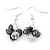 Peacock Freshwater Pearl, Clear Crystal Cluster Drop Earrings In Silver Tone - 40mm L - view 7