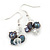 Peacock Freshwater Pearl, Clear Crystal Cluster Drop Earrings In Silver Tone - 40mm L - view 8