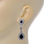 Bridal/ Wedding/ Prom Black/ Clear CZ Teardrop Earrings In Rhodium Plating - 50mm L - view 3