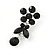 Delicate Black Crystal Flower & Butterfly Drop Earrings In Rhodium Plating - 35mm L - view 4