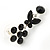 Delicate Black Crystal Flower & Butterfly Drop Earrings In Rhodium Plating - 35mm L - view 5