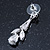 Clear/ Teal Blue CZ, Crystal Drop Sensation Earrings In Rhodium Plating - 37mm L - view 7