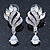 Bridal/ Wedding/ Prom Clear Cz Leaf Drop Earrings In Rhodium Plating - 45mm L - view 9