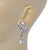 Bridal/ Wedding/ Prom Clear Cz Leaf Drop Earrings In Rhodium Plating - 45mm L - view 3
