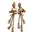 Antique Gold Bead Chain Earrings - 70mm L